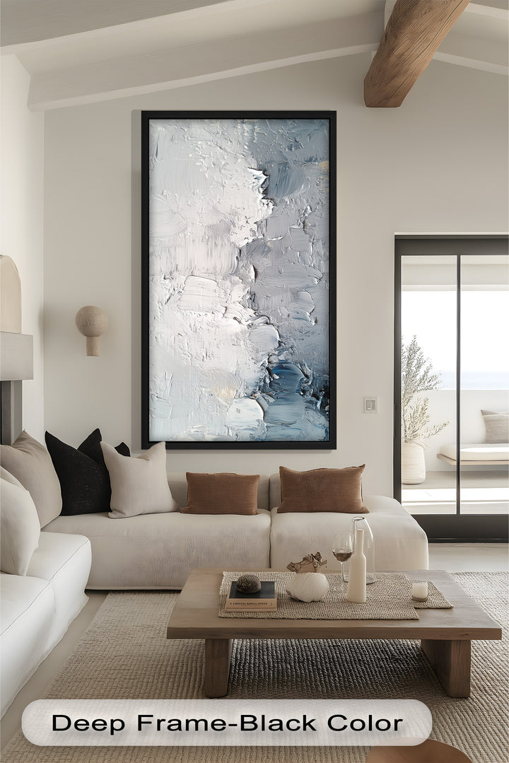 Iced Tides – Monochromes abstraktes Ölgemälde