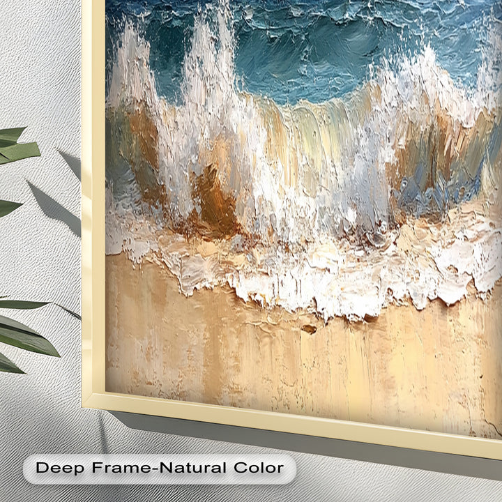 Coastal Beach Wall Art - Crashing Waves Seascape Oil Painting
