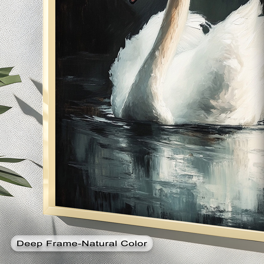 Solitary Grace – White Swan Oil Painting