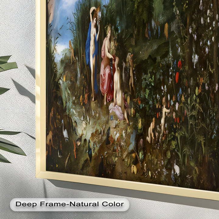 The Garden of Earthly Light – Mythological Forest Scene Oil Painting