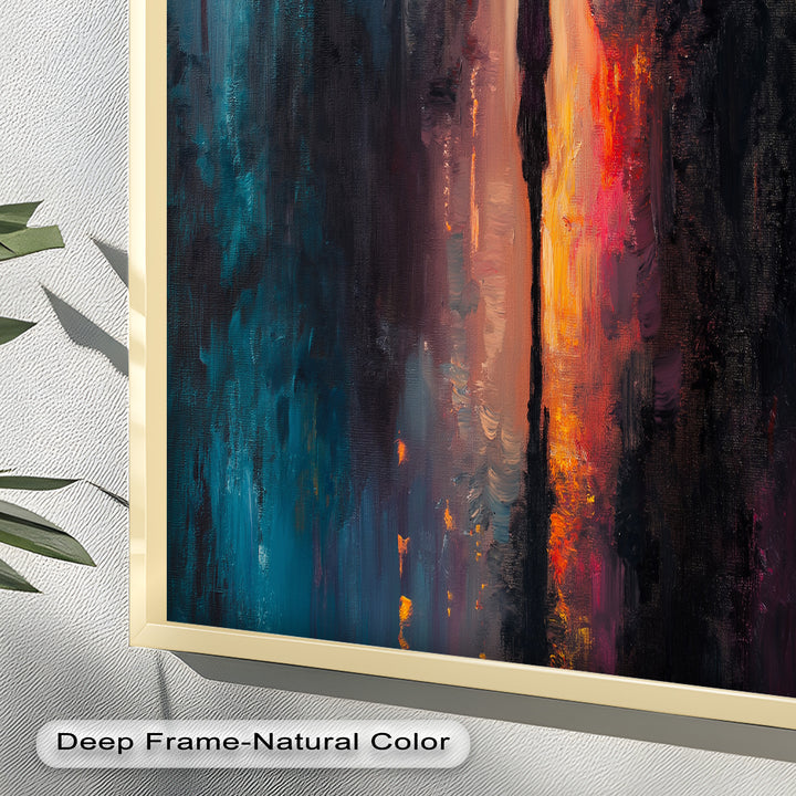 Evening Solitude – Romantic Rainy Stroll Love Oil Painting