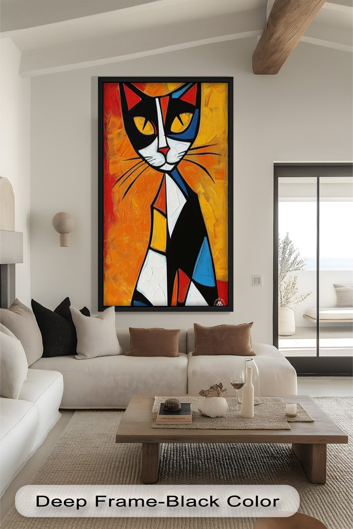 Geometric Feline – Abstract Cat Picasso Style Oil Painting