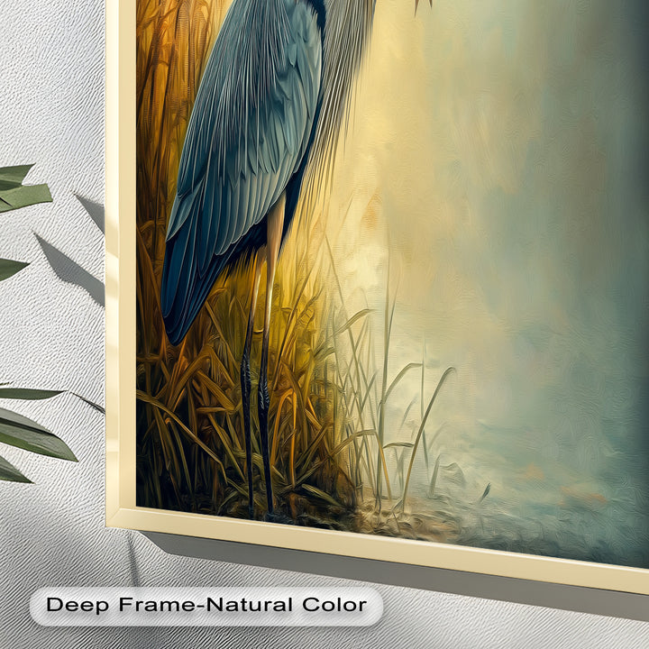 Blue Heron with Fish – Animal Oil Painting