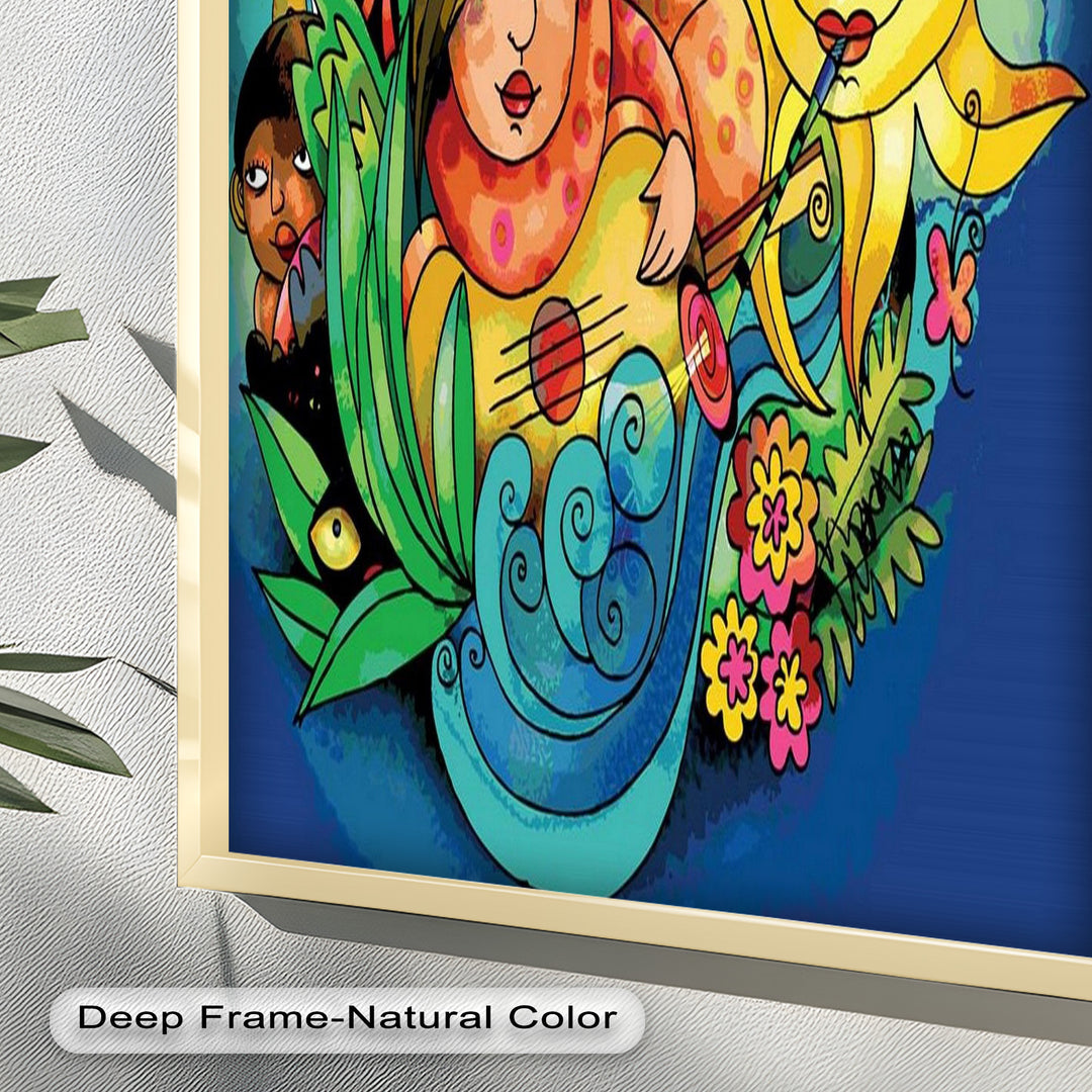 Colorful Surreal Art Print – Sunshine Framed Oil Painting