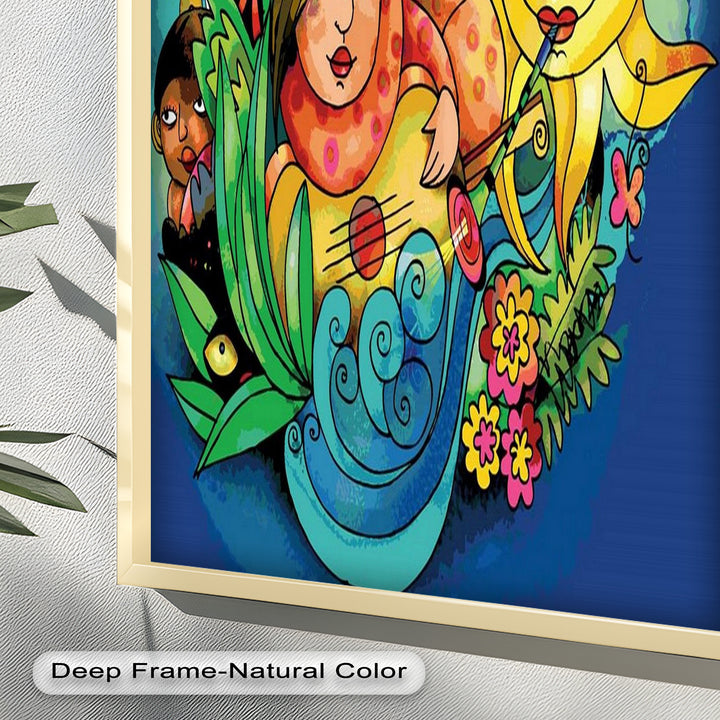 Colorful Surreal Art Print – Sunshine Framed Oil Painting