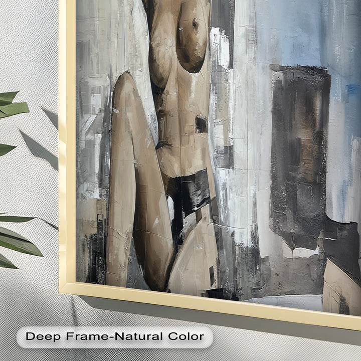 Urban Solitude – Contemporary Nude Oil Painting in Monochrome Hues