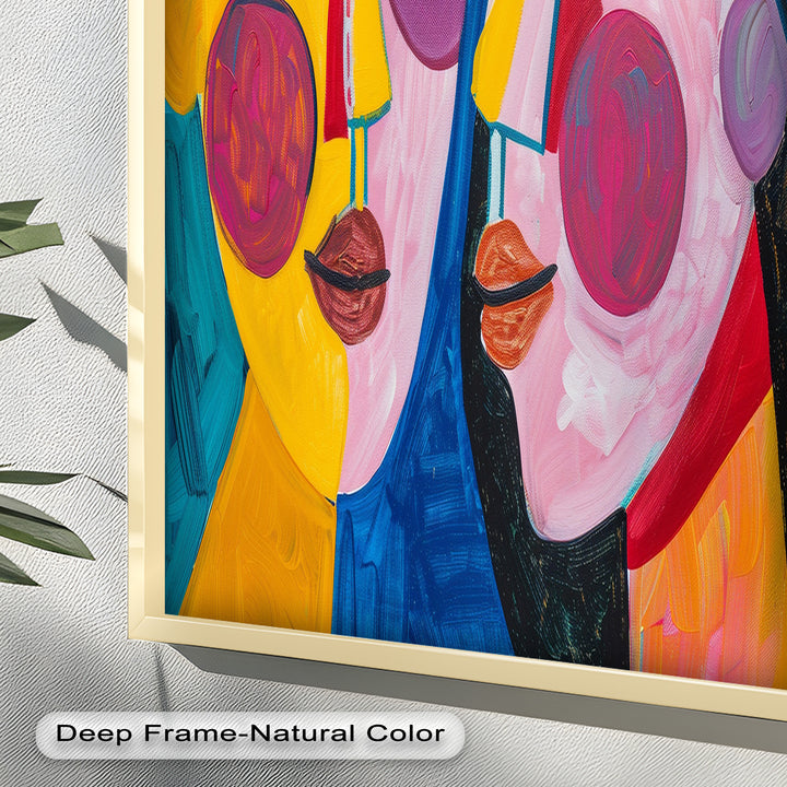 Unified Gaze – Vibrant Dual Portrait Picasso Oil Painting