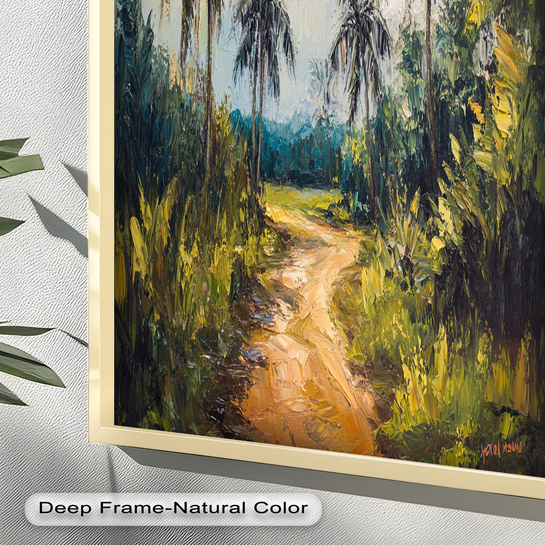 Tropical Pathway with Palm Trees – Impressionist Oil Painting