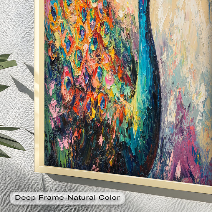 Peacock in Blooming Hues - Animal Oil Painting