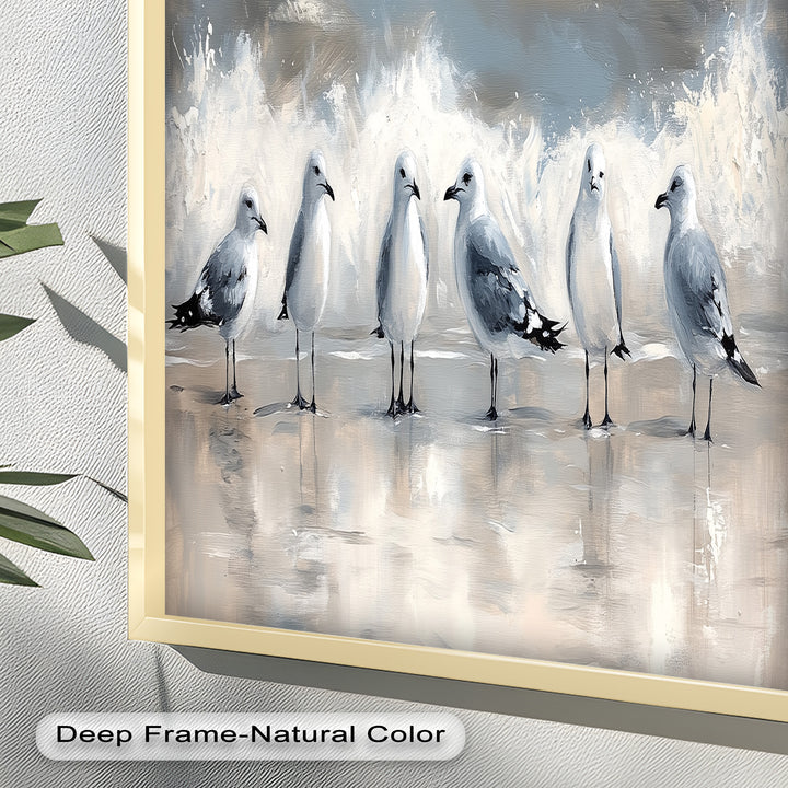 Seagulls and Surf – Bird Oil Painting