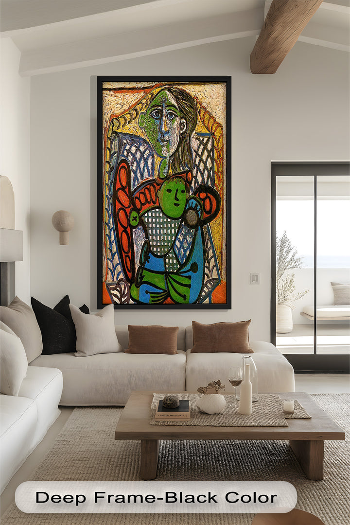 Green Embrace – Mother and Child Picasso Oil Painting