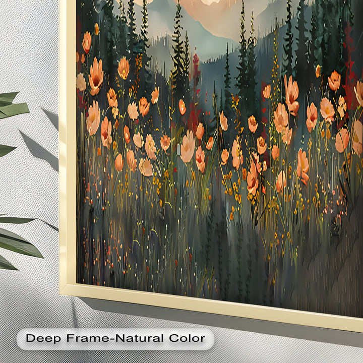 Sunset Floral Forest - Landscape Framed Oil Painting