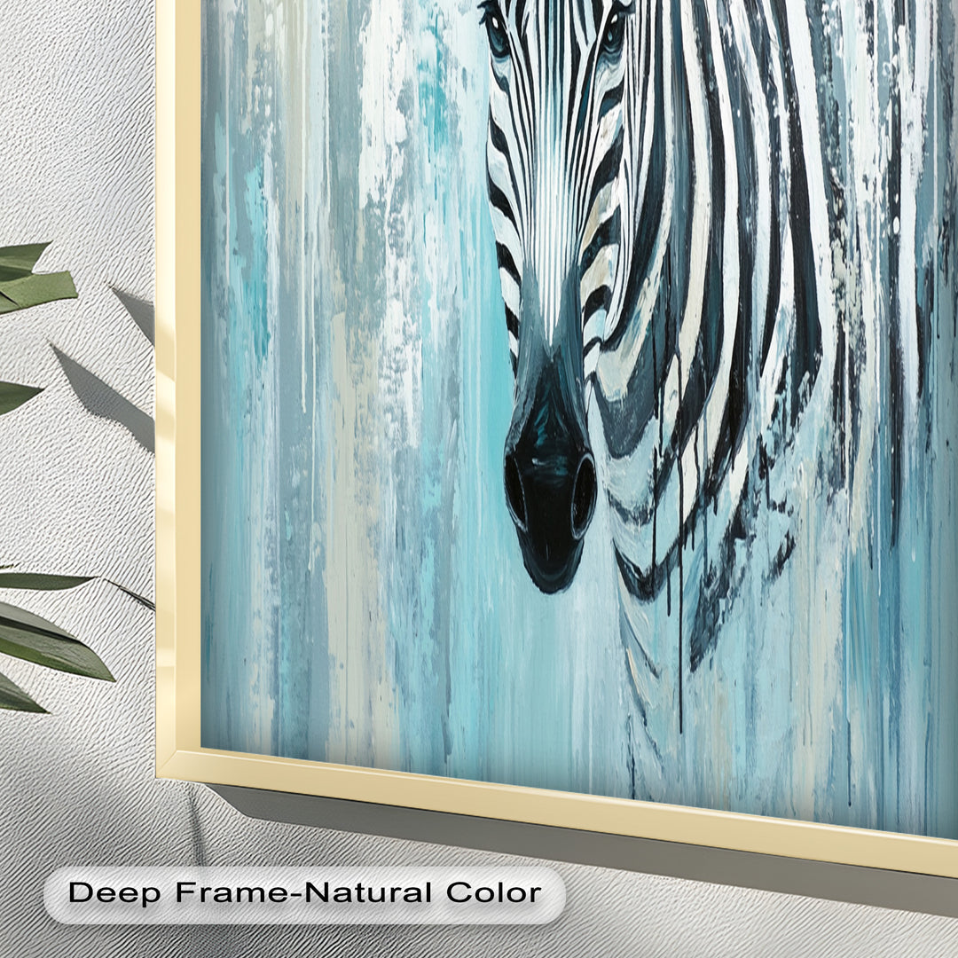 Zebra in Blue Abstract Style - Animal Oil Painting