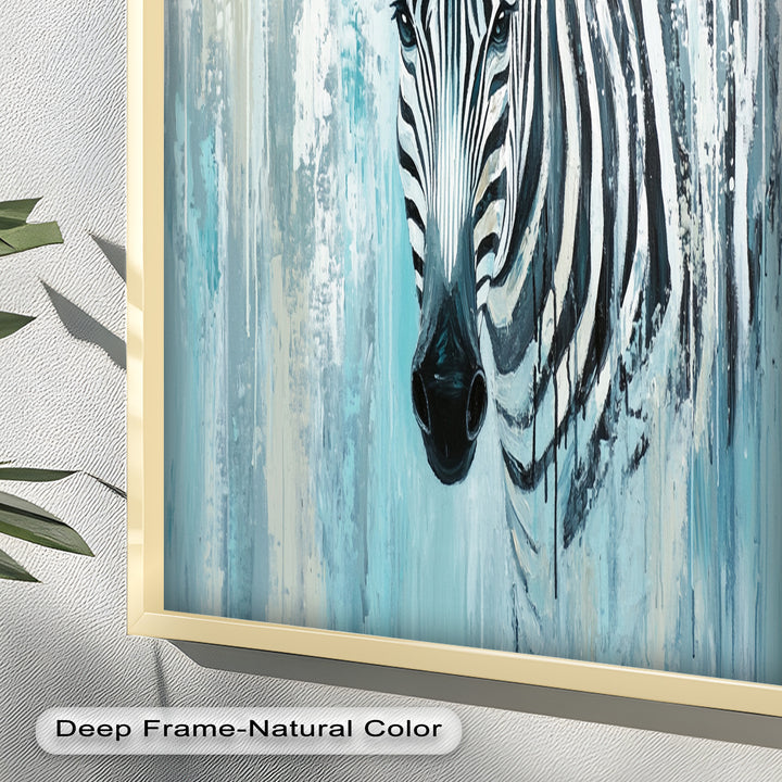 Zebra in Blue Abstract Style - Animal Oil Painting