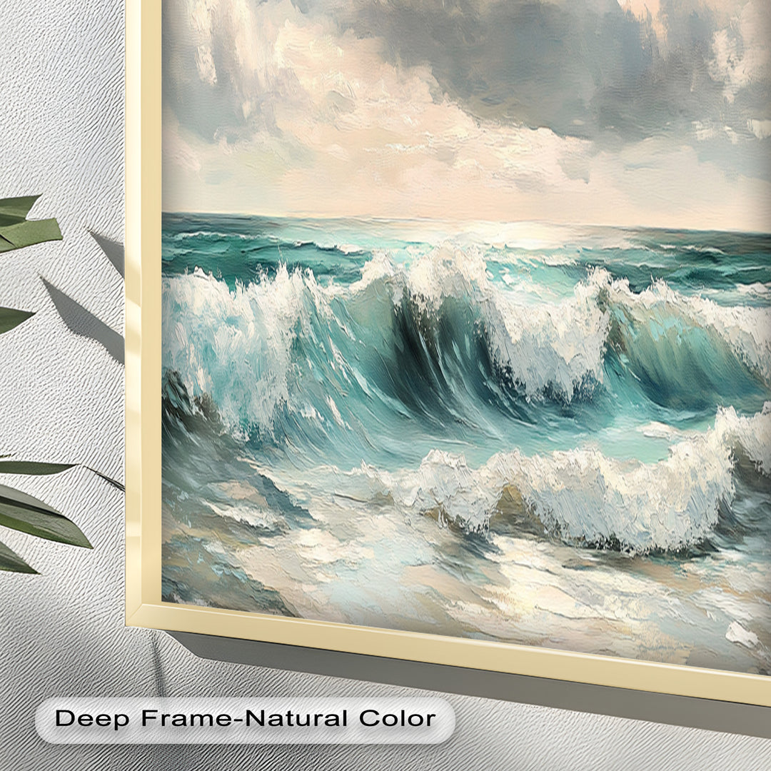 Coastal Wall Art - Turquoise Wave Seascape Oil Painting