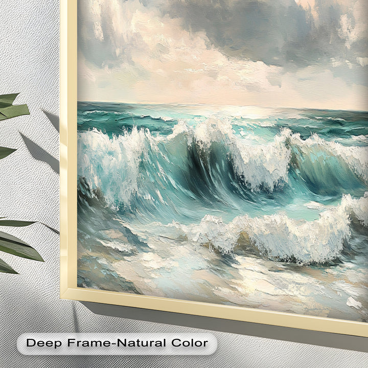 Coastal Wall Art - Turquoise Wave Seascape Oil Painting