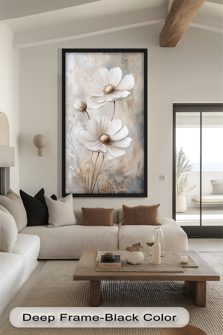 Soft Ivory Florals in Warm Neutrals - Flower Oil Painting