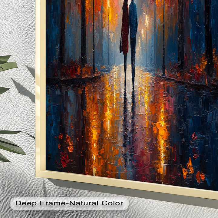 Romantic Walk Under Fiery Trees - Love Oil Painting