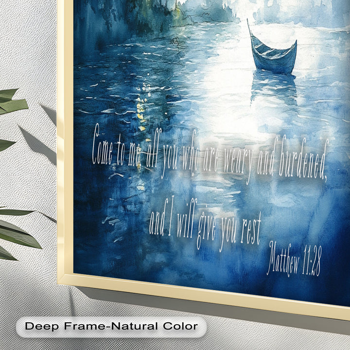 Matthew 11:28 – Find Rest in Christ Bible Verse Oil Painting
