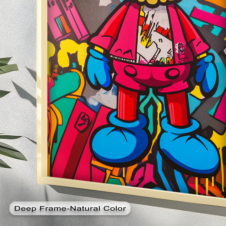 Neon Rebellion – KAWS Graffiti Ölgemälde