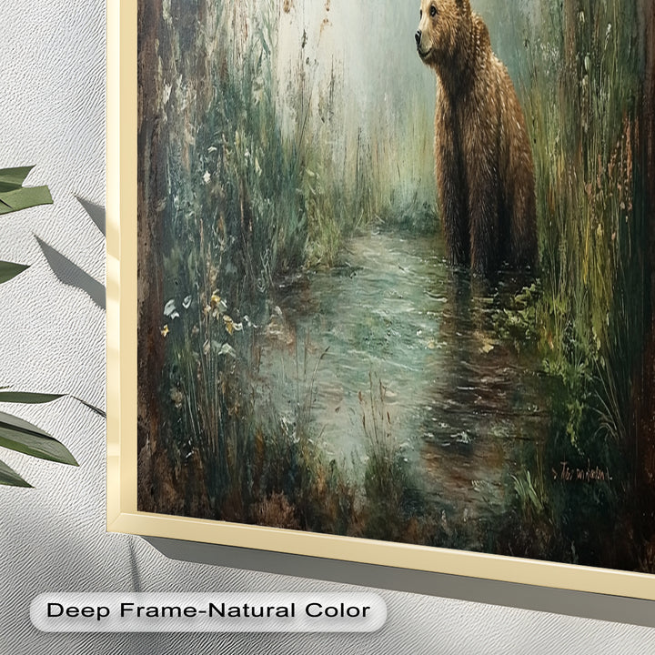 Brown Bear by the Water - Animal Oil Painting