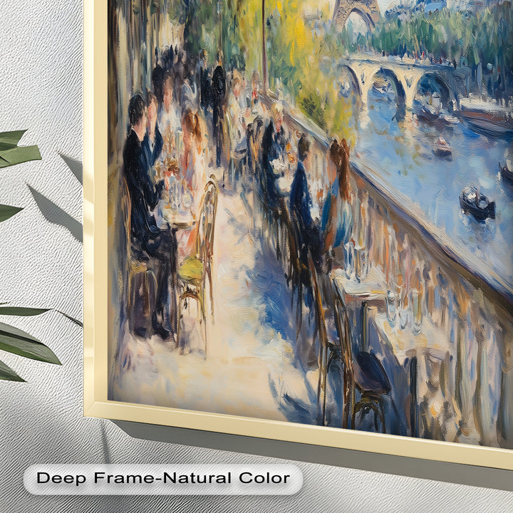 Eiffel Café Serenity – Parisian Terrace with River View Oil Painting