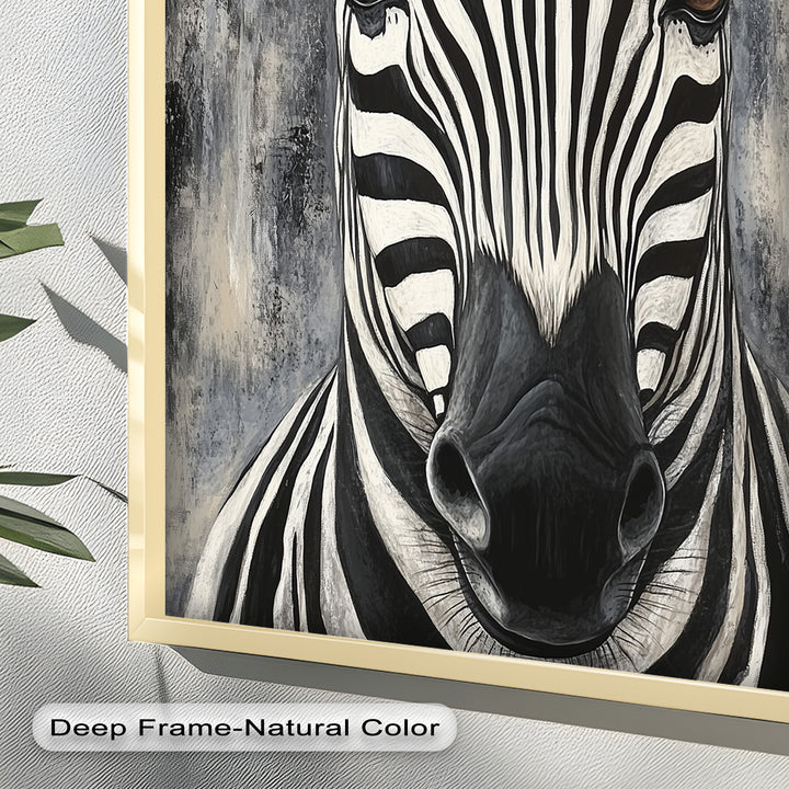 Zebra Portrait – Bold Black and White Animal Oil Painting