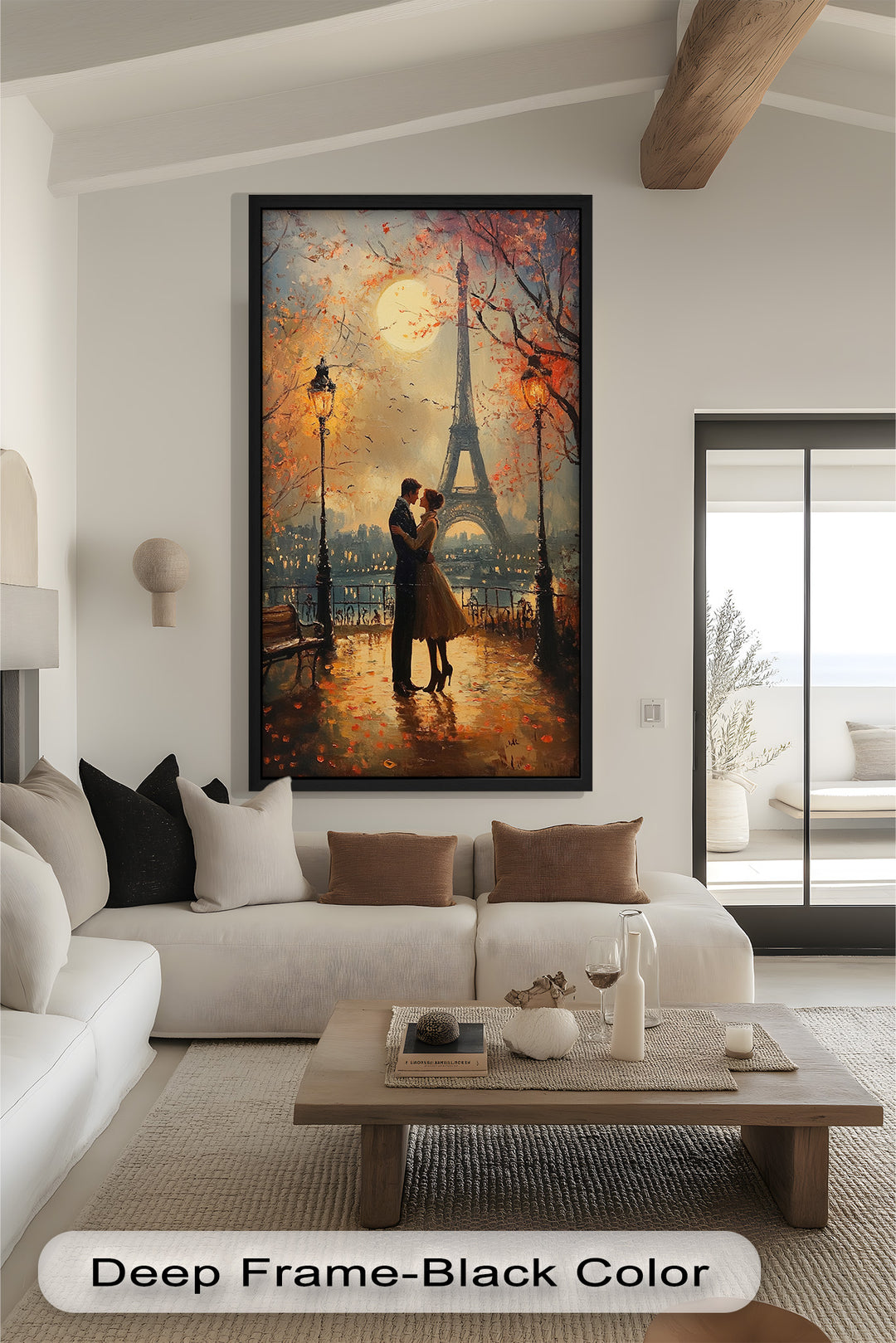 Paris Moonlight – Lovers Beneath the Eiffel Tower Love Oil Painting