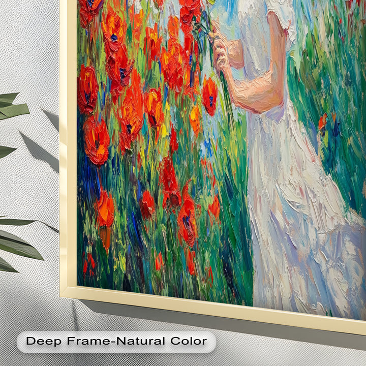 Lady Among Poppies – Impressionist Garden Stroll Oil Painting