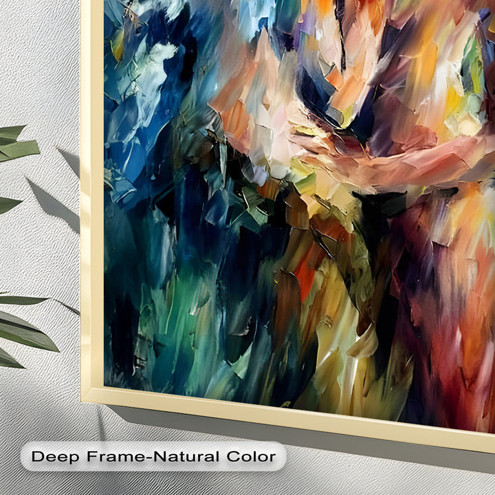 Ethereal Embrace – Abstract Lovers in a Burst of Color Oil Painting