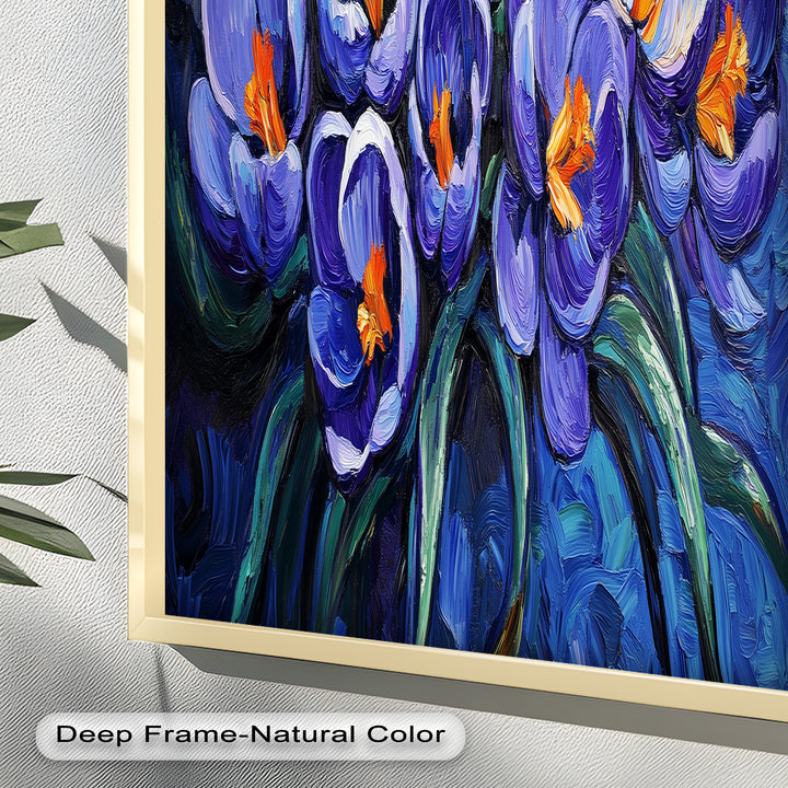 Crocus Flowers in Blue and Violet Hues - Flower Oil Painting