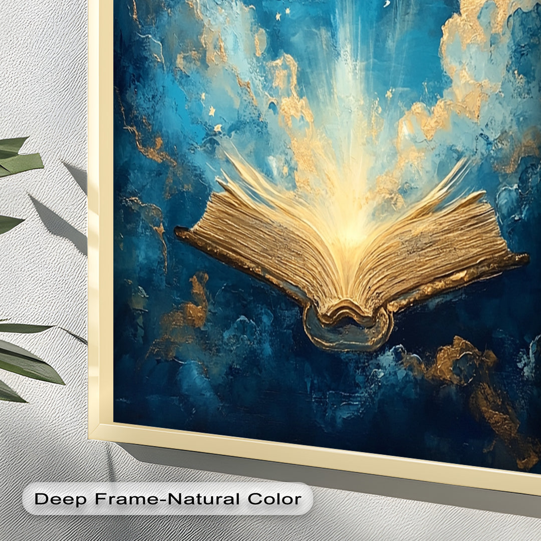 Illuminated Bible with Dove - Christian Oil Painting