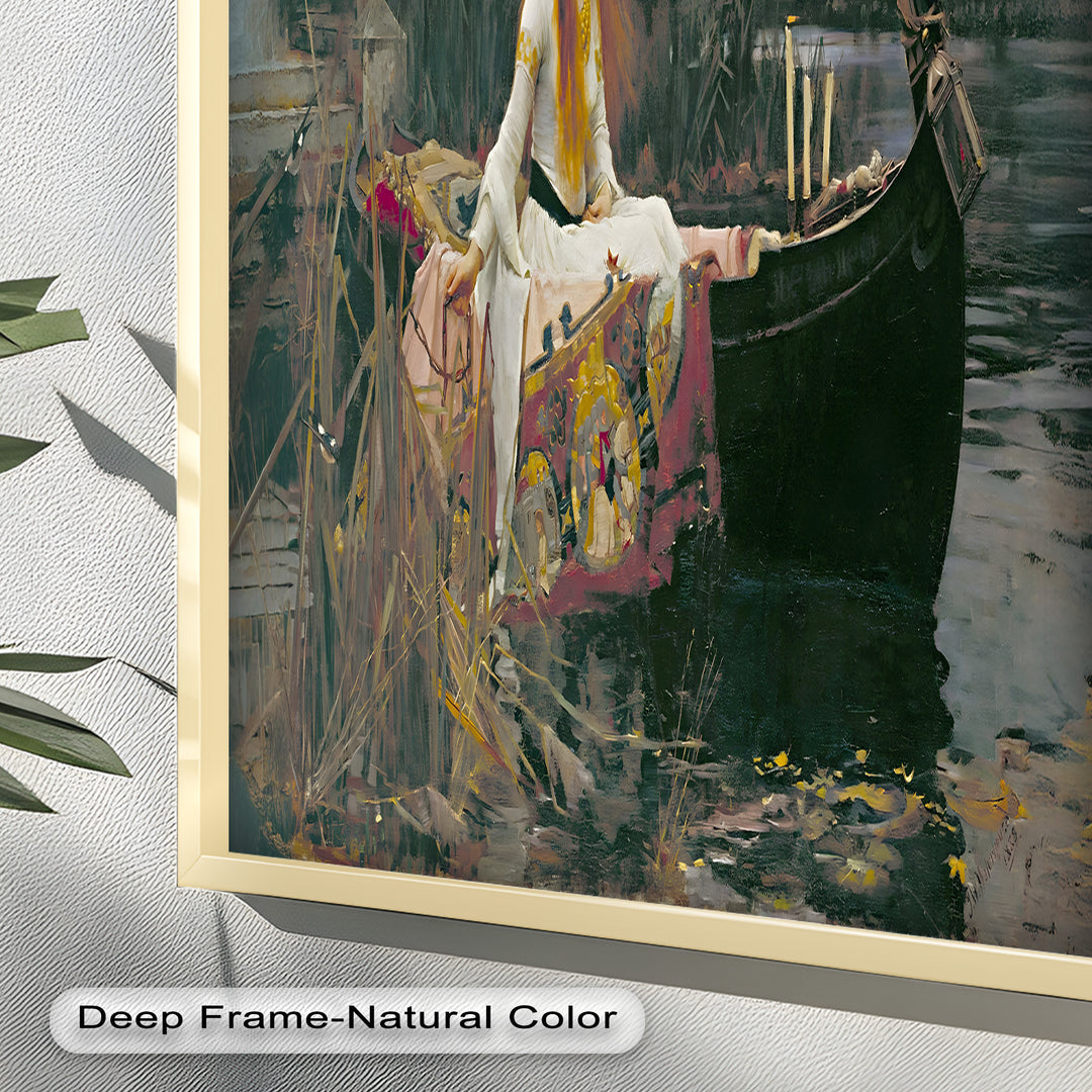 The Lady of Shalott – Romantic River Journey Historic Oil Painting