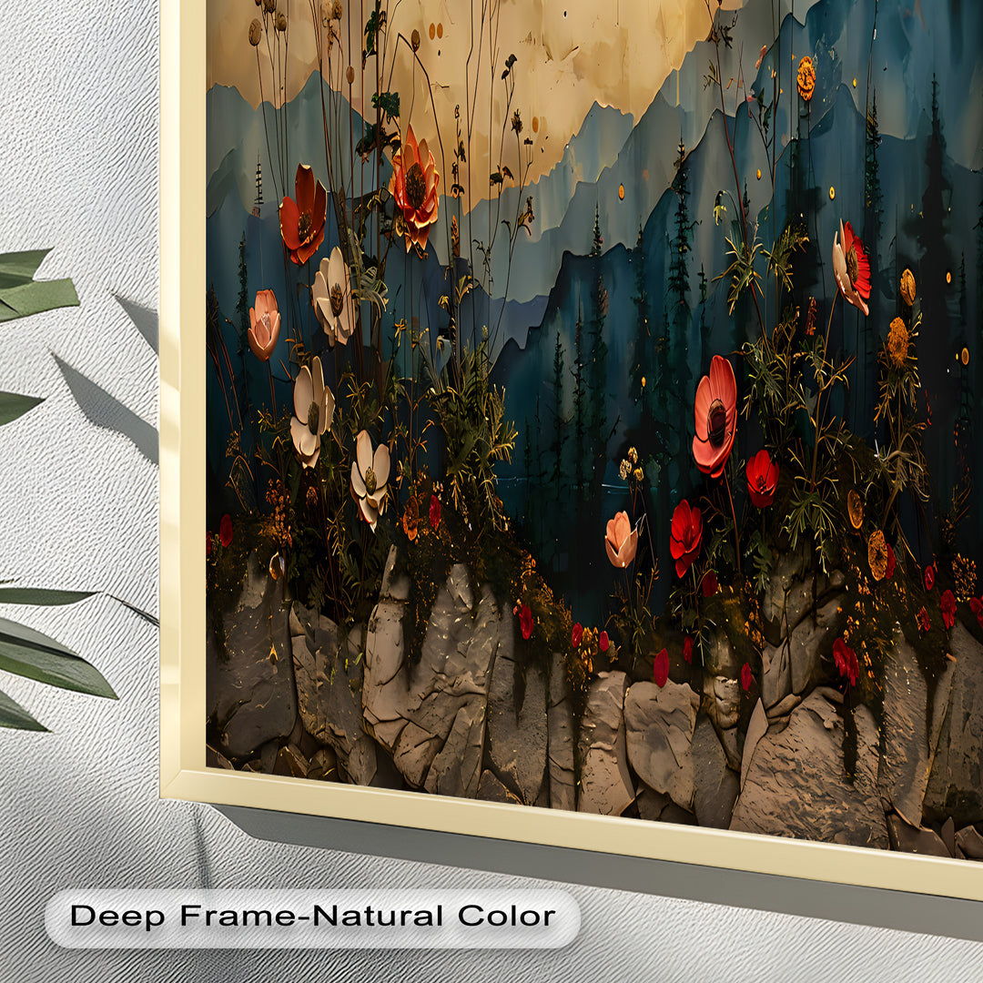 Golden Moon Wall Art-Forest Landscape Oil Painting