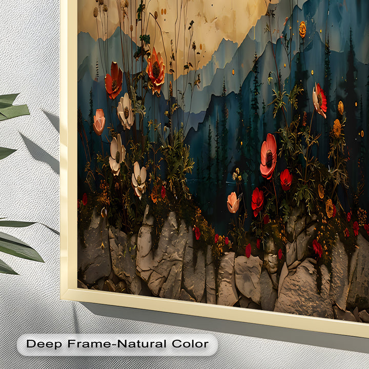 Golden Moon Wall Art-Forest Landscape Oil Painting