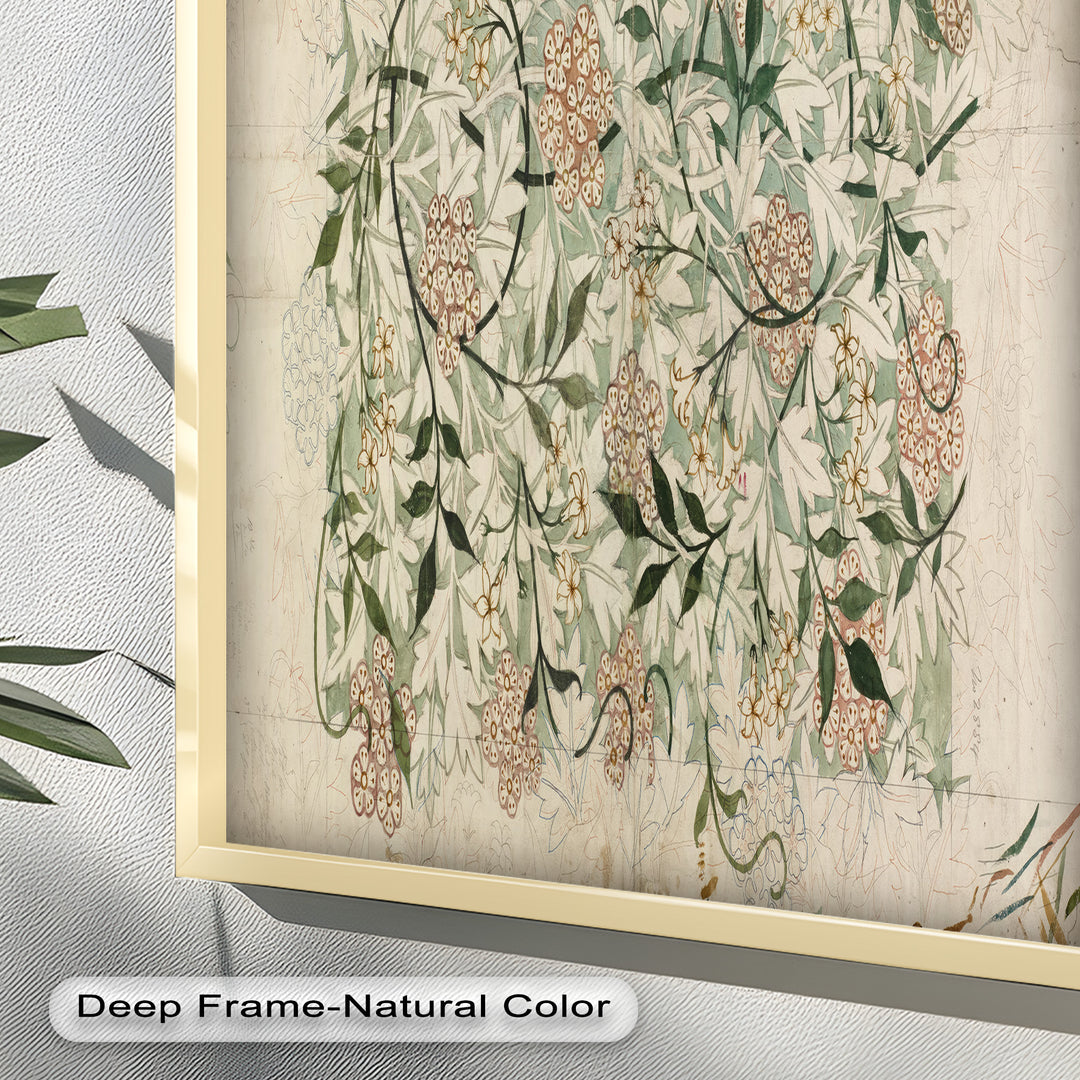 Jasmine Pattern by William Morris – Framed Botanical Oil Painting