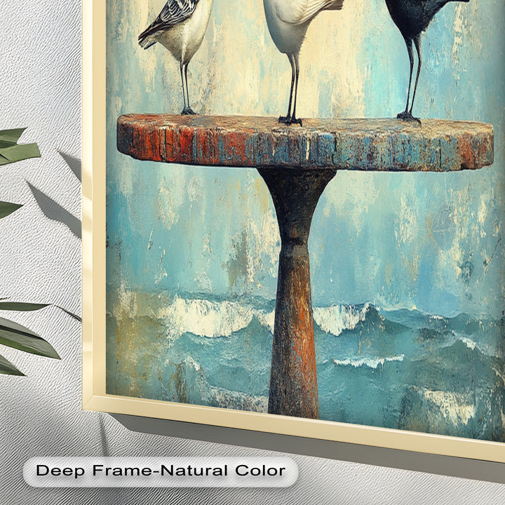 Surreal Birds on Pedestal – Animal Oil Painting