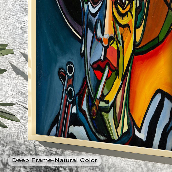 Rebel's Gaze – Bold Cubist Portrait Picasso Oil Painting