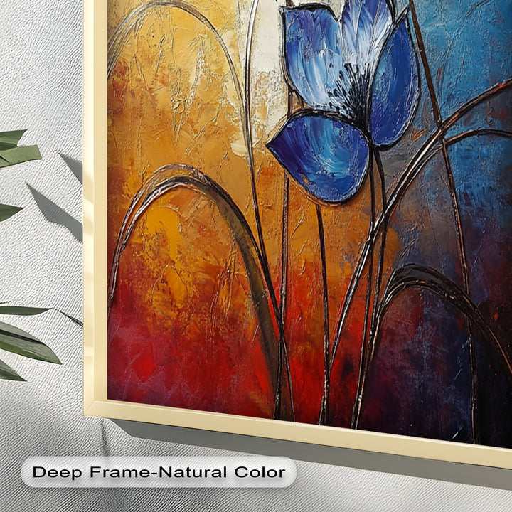 Eternal Bloom – Red, Yellow, and Blue Floral Oil Painting