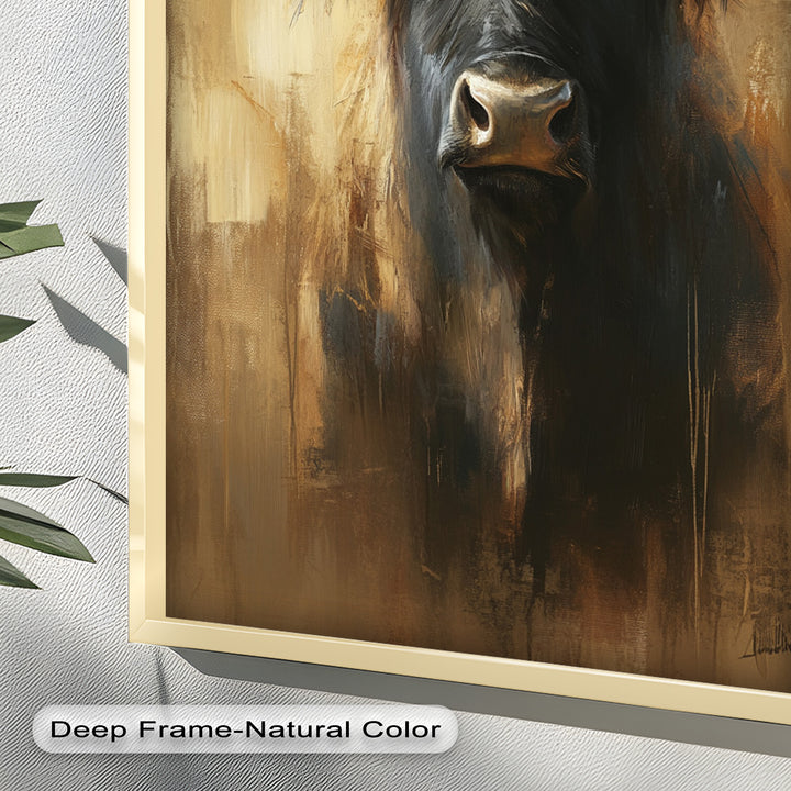 Bull in Amber Tones - Animal Oil Painting