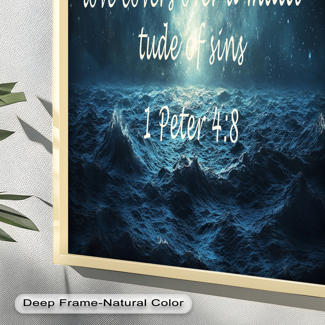 1 Peter 4:8 – Love and Forgiveness Bible Verse Oil Painting