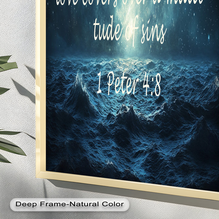 1 Peter 4:8 – Love and Forgiveness Bible Verse Oil Painting