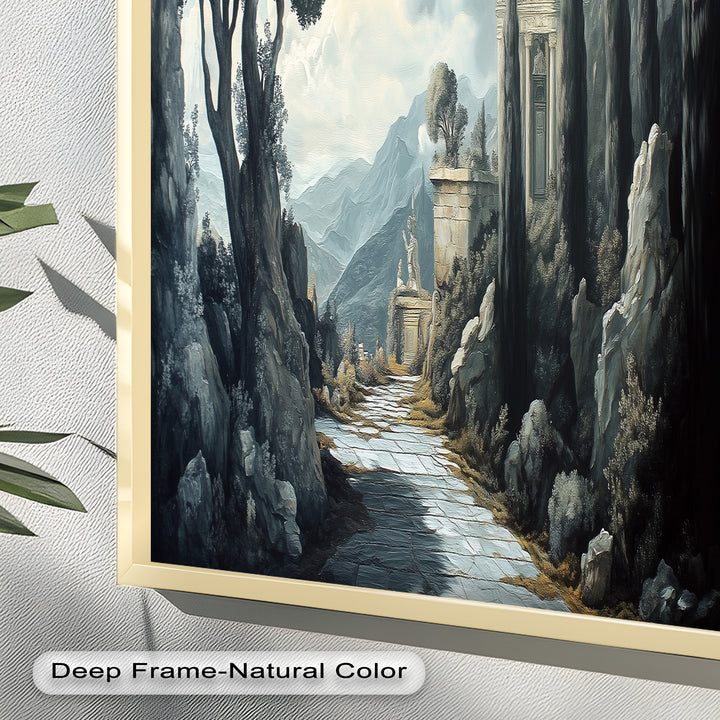 Ancient Pathway to the Temple – Dramatic Classical Landscape Oil Painting