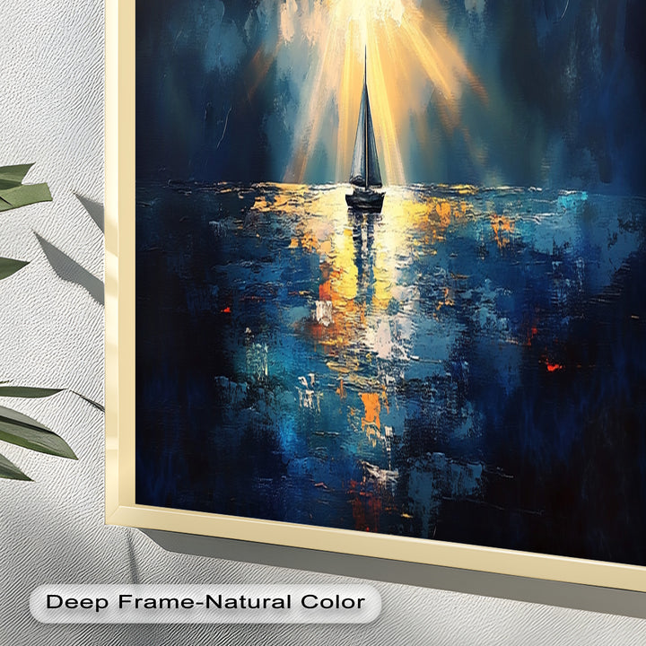 Radiant Horizon – Sailboat at Sunset Oil Painting