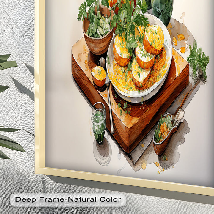 Golden Herb Delight – Rustic Food Still Life Painting