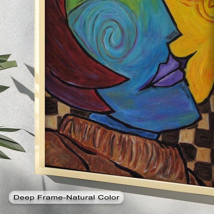 Dual Emotions – Vibrant Abstract Portrait Picasso Oil Painting