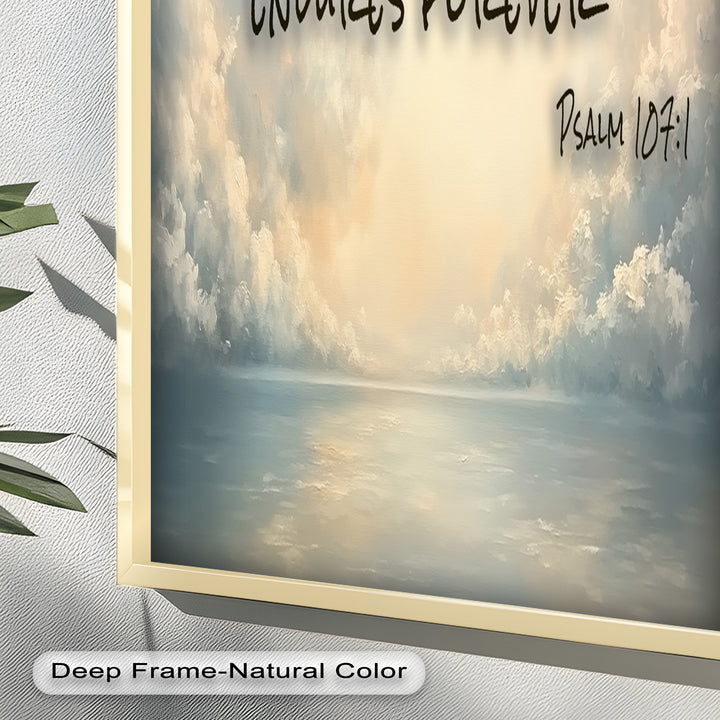 Psalm 107:1 – Give Thanks to Lord Bible Verse Oil Painting