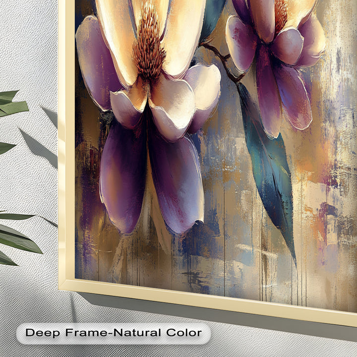 Golden Magnolia Blossoms – Modern Floral Oil Painting