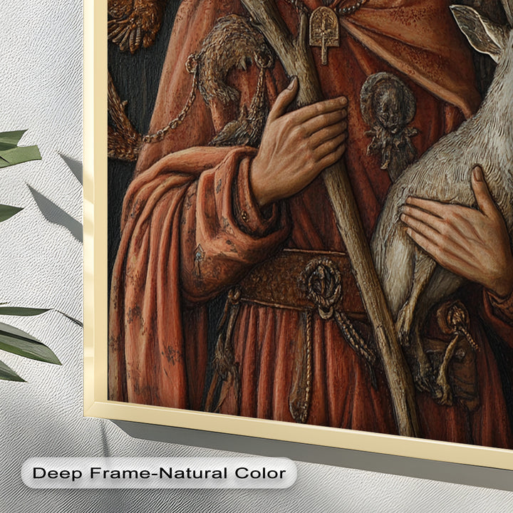 Saint with Deer Wall Art – Religious Oil Painting