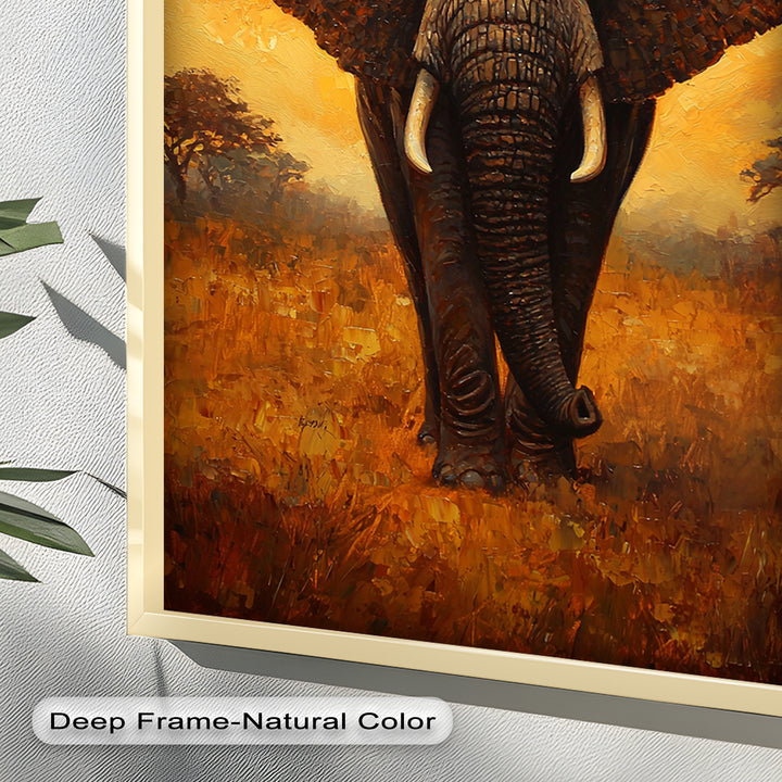 Majestic Elephant at Sunset – Wildlife Oil Painting